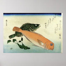Oomon-hata & Shiro-amadai - japanskt fisktryck Print