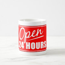 Öppna 24 timmar kaffe muggar