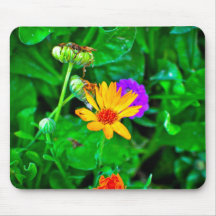 Orange blommamousepad mus matta