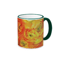 Orange blommor kaffe koppar
