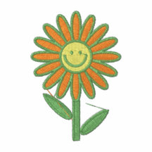 Orange broderade kvinna för smiley blomma skjorta
