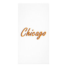 Orange Chicago och blått Anpassade Foto Kort