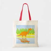 Orange Dinosaurträd & vattenpåsetoto Tote Bags