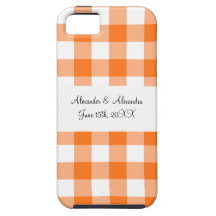 Orange favörer för ginghammönsterbröllop iPhone 5 Case-Mate cases