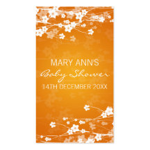 Orange för blommar för baby showerfavörmärkre körs visit kort