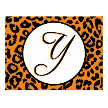 Orange Leoparddesign med Y Vykort