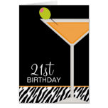 Orange Martini och zebra mönstrad Hälsnings Kort