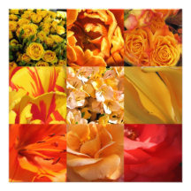 Orange och gula blommor inbjudningskort
