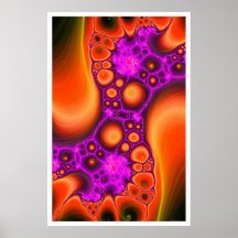 Orange och purpurfärgad Fractal #3 Posters