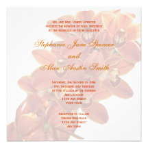 Orange Orchidbröllopinbjudan