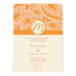 Orange Paisley bröllopinbjudan