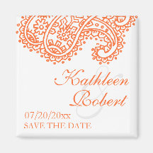 Orange Paisley spara datum magneter