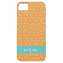 Orange Retro fodral för blommaKaleidoscope iPhone4 iPhone 5 Case-Mate Fodraler