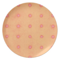 Orange rosa polka dots tallrikar