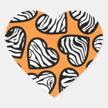 Orange sebrahjärtaklistermärke