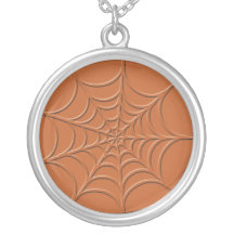 Orange spindelnätsilverhalsband
