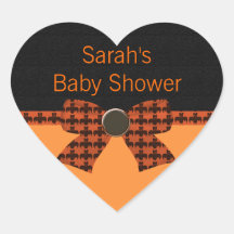 Orange- & svartfladdermössbaby shower hjärtklistermärken