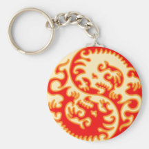 Orange Yin Yang drake Nyckelring