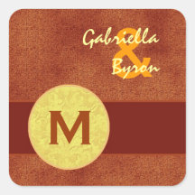 Orangen och guld cirklar monogramen som gifta sig  klistermärke