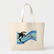 Orca och delfin i vågar kassar