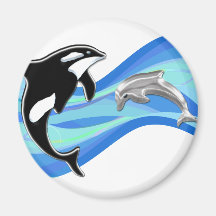 Orca och delfin i vågar kylskåps magneter