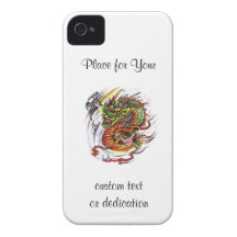 Orientalisk drake för kallt tecknadtatueringsymbol iPhone 4 fodraler