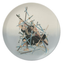 Orientalisk konst 3 för Samuraikrigare Dinner Plates