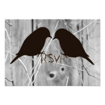 OSA kort för LovebirdsSilhouetteslandsbyggsbröllop Personliga Tillkännagivanden