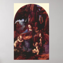 Oskuld av stenarna av Leonardo Da Vinci Print