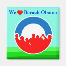 Oss hjärta Barack Obama 2012 - ReElect honom! Kylskåpsnagnet