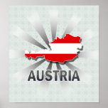 Österrike flaggakarta 2,0 affisch