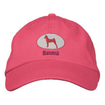 Oval Basenji broderad hatt (rosor)