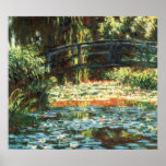 Överbrygga över näckrosdamm vid Claude Monet Print