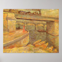Överbryggar över Seinen av Vincent Van Gogh Affisch