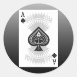 Överdängare av spadepokerkortet: runda klistermärken