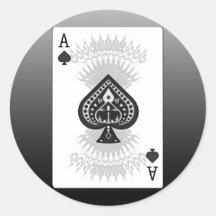Överdängare av spadepokerkortet: runda klistermärken