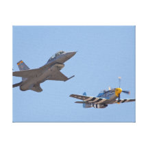 P-51 och F-16 Sträckt Canvastryck
