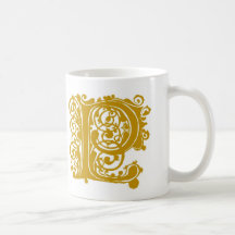 P Monogram Wedding Gold Mugs Cups and Steins