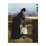 På balkongen av Berthe Morisot Sträckt Kanvastryck