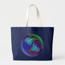 Påfågelfjäder Yin Yang 5 Tote Bags