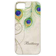Påfågeln befjädrar kungliga damastpersonlignamn iPhone 5 Case-Mate skydd