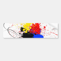 Paint Splatter Art Black Blue Red Yellow Bumper Sticker