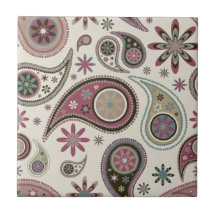 Paisley belägger med tegel/Trivet - Mauve - 1 Kakelplatta Av Kerami