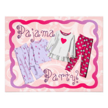 Pajamapartyinbjudan, rosor och lilor PJ