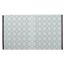 Pale pink and aqua pattern iPad folio case