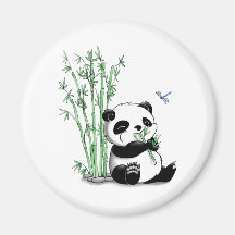 Panda som äter bambu magneter för kylskåp