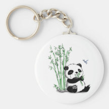 Panda som äter bambu nyckel ringar