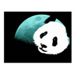 panda vid moon.en vykort