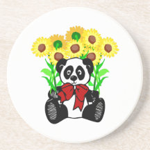 Pandabjörnblommor Underlägg För Glas