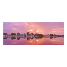 Panorama- beskåda av gryning i Puerto Encantado Fototryck